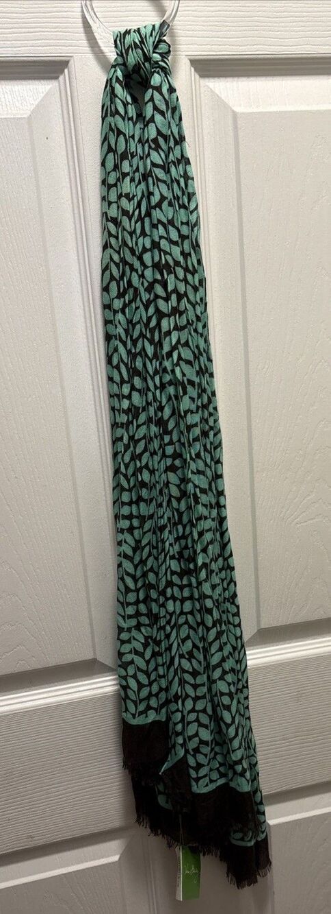Vera Bradley Scarf Wrap Fringe Floral Shower Vines Oblong 70x27" Beachy New NWT - Picture 7 of 8